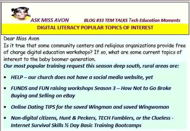 Ask Miss Avon Blog 33 TEM Talks Tech Educ Moments Most Popular Digital Literacy Topics of Interest