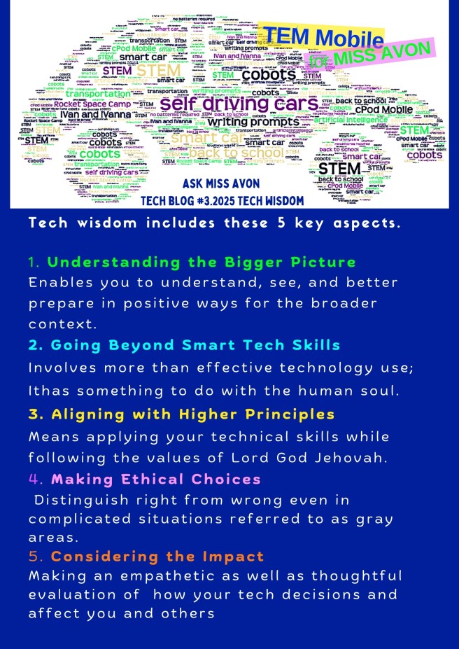 Ask Miss Avon Tech Education Moments: See the Ask Miss Avon New Self-Driving Automobile Called the Wiz, short for&nbsp;Wisdom.